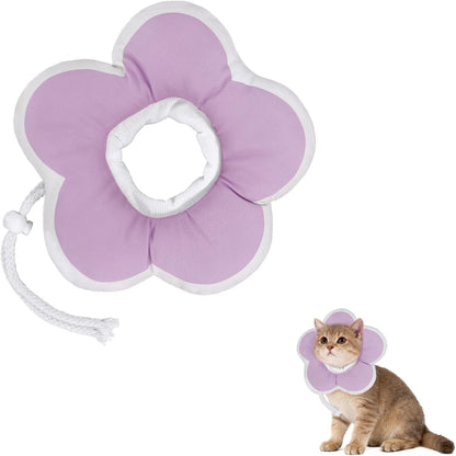 Adorable Flower Pet Cone – Soft, Splash-Resistant Recovery E-Collar for Post-Surgery Cats, Comfy Anti-Lick Neck Pillow, Donut-Style Collar for Kittens & Puppies, Perfect for Cute Photos