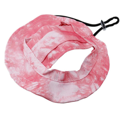 Adjustable Pet Sun Hat – Exposed-Ear Fisherman Cap with Rope Buckle for Puppies, Cats, and Small Dogs