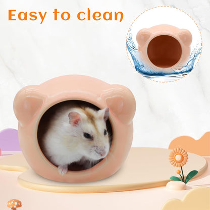 Mini Ceramic Hamster Hideout – Adorable Animal-Shaped Cave for Small Pets, Summer Cooling Shelter & Cage Decoration for Dwarf Hamsters