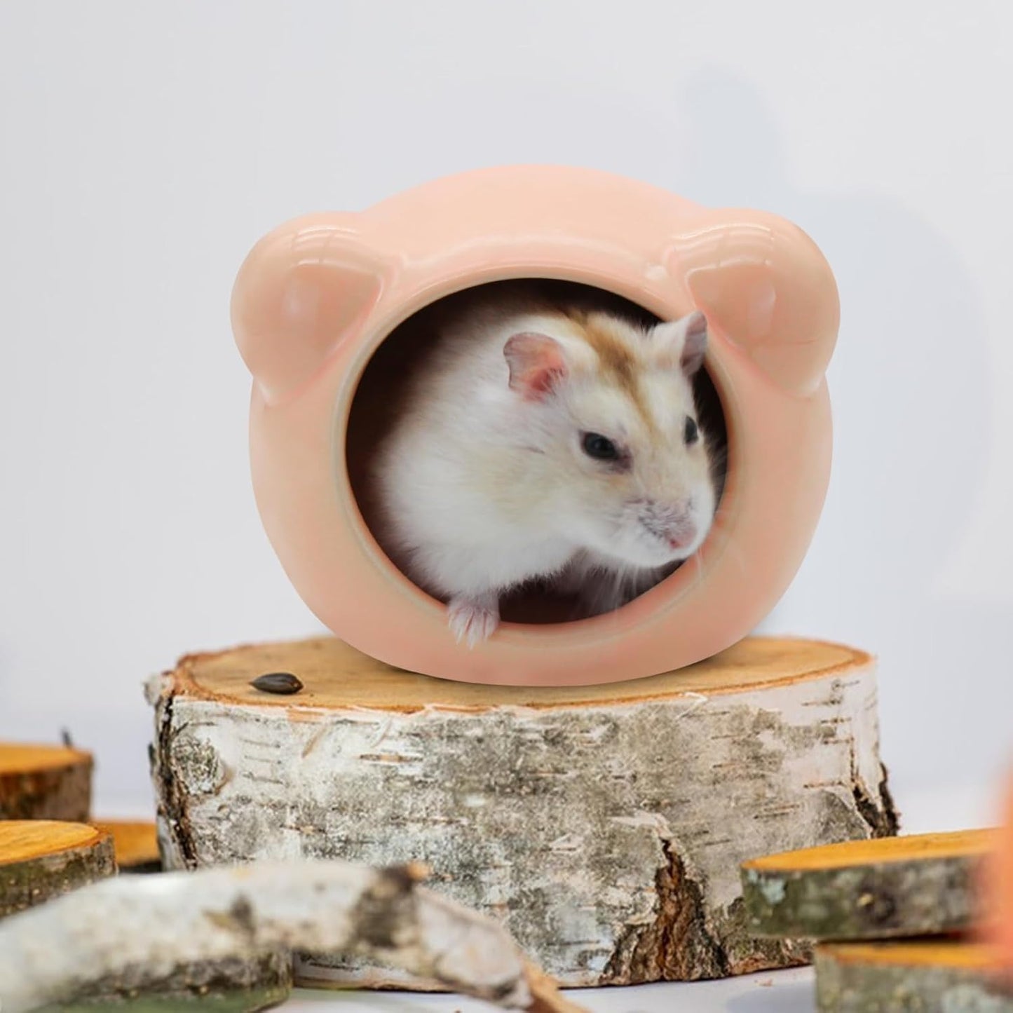 Mini Ceramic Hamster Hideout – Adorable Animal-Shaped Cave for Small Pets, Summer Cooling Shelter & Cage Decoration for Dwarf Hamsters