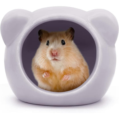 Mini Ceramic Hamster Hideout – Adorable Animal-Shaped Cave for Small Pets, Summer Cooling Shelter & Cage Decoration for Dwarf Hamsters