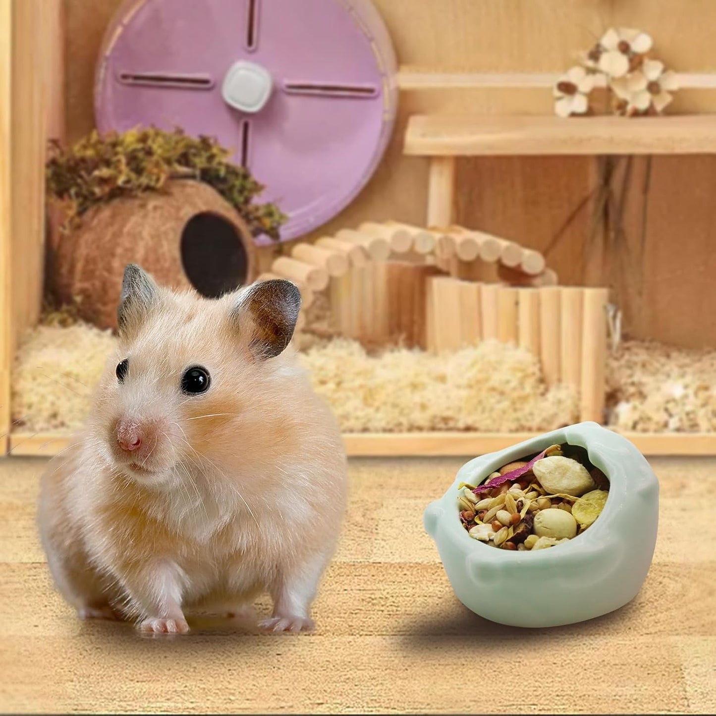 Mini Ceramic Pet Bowl – Anti-Tip, Easy-to-Clean Food & Water Dish for Hamsters, Rabbits, Hedgehogs, Guinea Pigs, and Small Birds