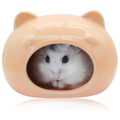 Mini Ceramic Hamster House – Adorable Bear-Shaped Cooling Cave for Dwarf Hamsters, Mice, and Small Pets
