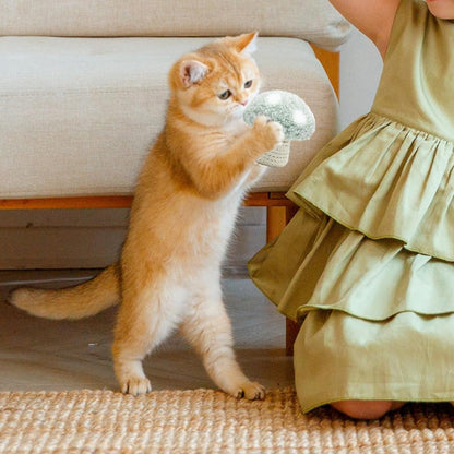 Catnip Plush Toys – Adorable Mushroom-Shaped Cat Toy for Adult Indoor Cats, Built-In Sound Stone Chew Toy for Dental Cleaning, Interactive Play for Boredom Relief