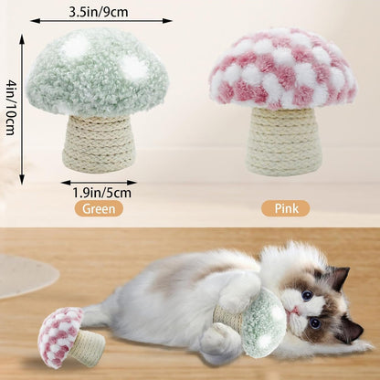 Catnip Plush Toys – Adorable Mushroom-Shaped Cat Toy for Adult Indoor Cats, Built-In Sound Stone Chew Toy for Dental Cleaning, Interactive Play for Boredom Relief