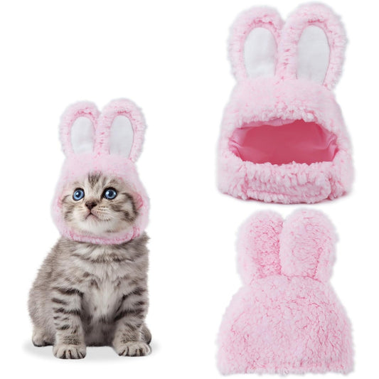 Adorable Cat Costume – Soft, Adjustable Bunny Ears Hat for Cats, Puppies, and Small Pets, Cute Warm Headwear for Photos, Dress-Up, and Performances