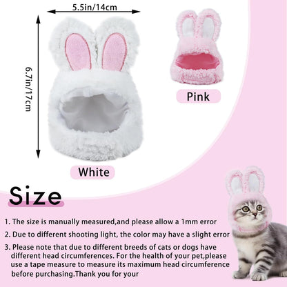 Adorable Cat Costume – Soft, Adjustable Bunny Ears Hat for Cats, Puppies, and Small Pets, Cute Warm Headwear for Photos, Dress-Up, and Performances