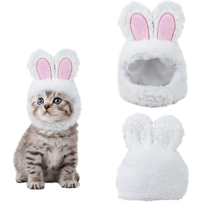 Adorable Cat Costume – Soft, Adjustable Bunny Ears Hat for Cats, Puppies, and Small Pets, Cute Warm Headwear for Photos, Dress-Up, and Performances