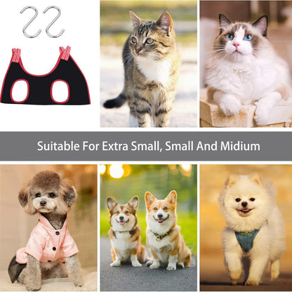 Dog Grooming Hammock Harness – Pet Grooming Sling with 2 S-Hooks, Comfortable Support Harness for Small & Medium Dogs and Cats, Ideal for Nail Trimming, Bathing, and Teeth Cleaning