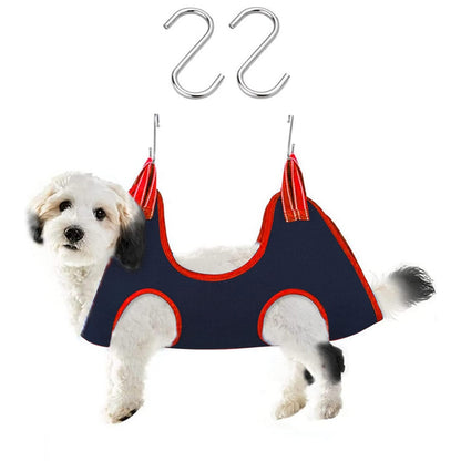 Dog Grooming Hammock Harness – Pet Grooming Sling with 2 S-Hooks, Comfortable Support Harness for Small & Medium Dogs and Cats, Ideal for Nail Trimming, Bathing, and Teeth Cleaning