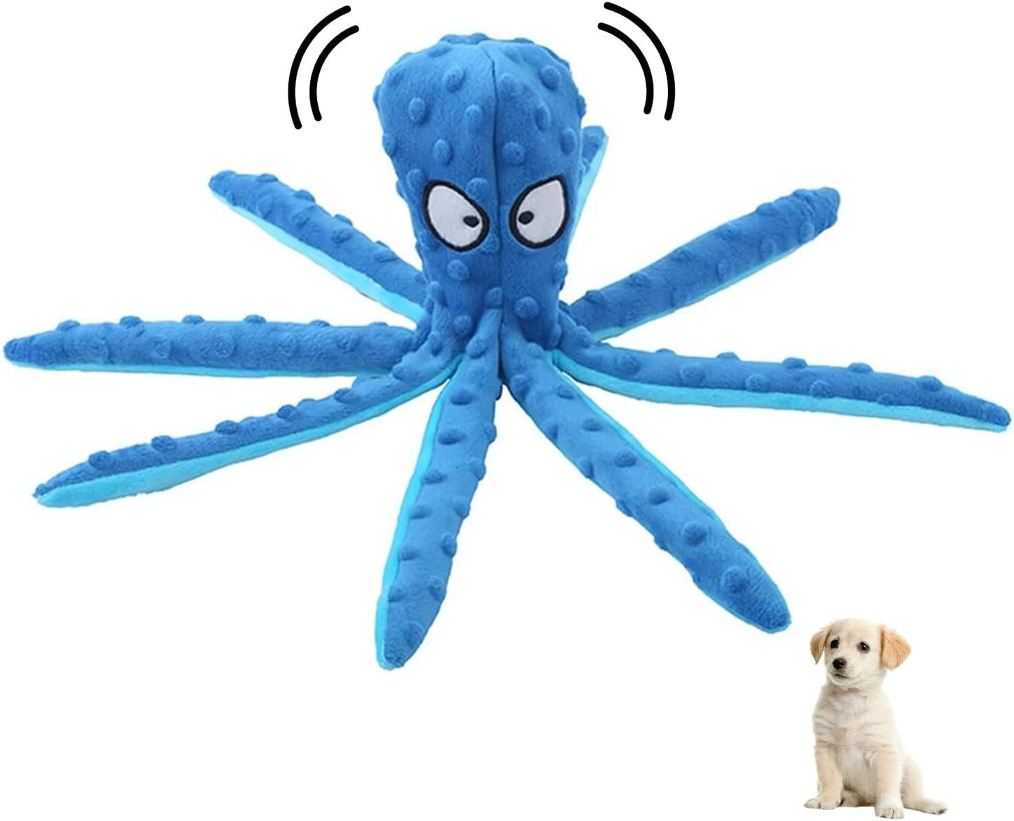 Squeaky Dog Toy – 12.5" Plush Octopus Toy with Crinkle Paper and Built-In Squeaker, Stuffing-Free Durable Toy for Indoor Dogs