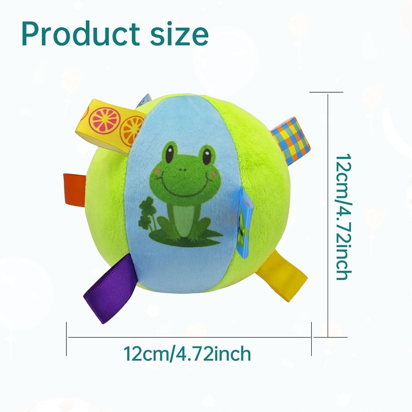 Squeaky Dog Ball – 12CM Plush Soccer Ball with Carry Straps and Internal Bell, Soft Interactive Toy for Small & Medium Dogs, Great for Tug-of-War, Playtime, and Keeping Pets Busy