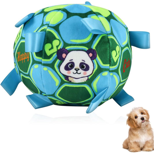 Squeaky Dog Ball – 12CM Plush Soccer Ball with Carry Straps and Internal Bell, Soft Interactive Toy for Small & Medium Dogs, Great for Tug-of-War, Playtime, and Keeping Pets Busy