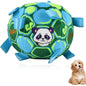 Squeaky Dog Ball – 12CM Plush Soccer Ball with Carry Straps and Internal Bell, Soft Interactive Toy for Small & Medium Dogs, Great for Tug-of-War, Playtime, and Keeping Pets Busy