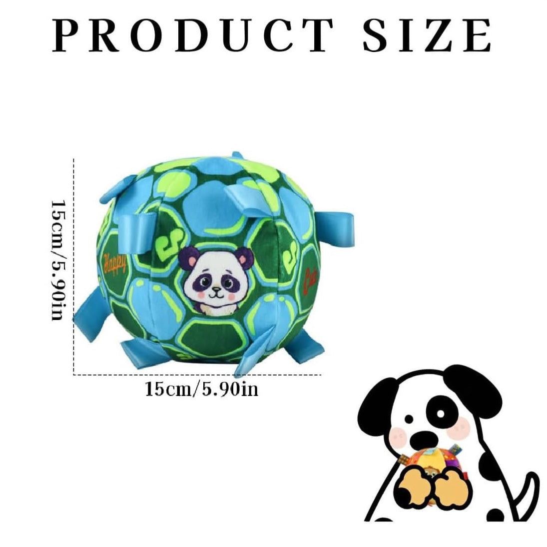 Squeaky Dog Ball – 12CM Plush Soccer Ball with Carry Straps and Internal Bell, Soft Interactive Toy for Small & Medium Dogs, Great for Tug-of-War, Playtime, and Keeping Pets Busy